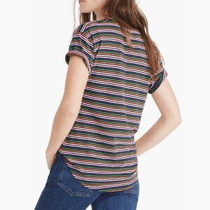 Madewell Whisper Cotton Crewneck Tee in Coastal Rainbow Stripe XXS